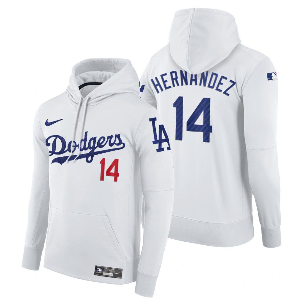 Men Los Angeles Dodgers #14 Hernandez white home hoodie 2021 MLB Nike Jerseys->los angeles dodgers->MLB Jersey